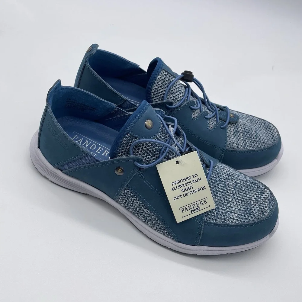 Pandere Womens Bali Expandable‎ Blue  Leather Pain Relief Sneaker Shoes Size 11